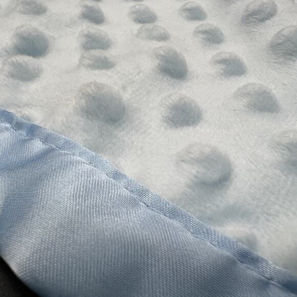 Pro Goleem Blue Triceratops Lovey Security Blanket Plush Dots Minky Satin Trim - Picture 3 of 10